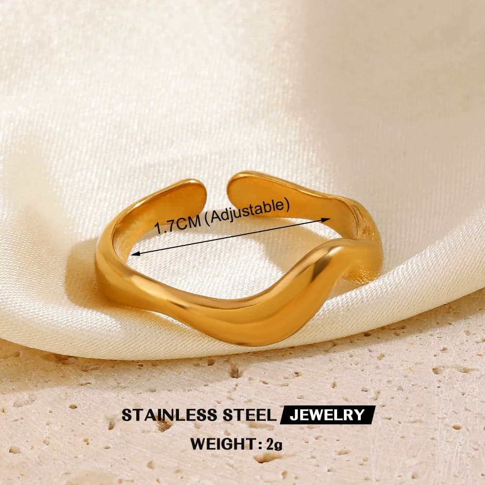 Stainless Steel Hollow Flower Adjustable Ring