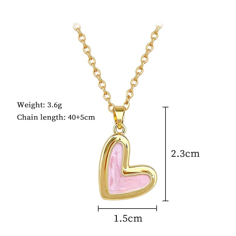 Colar com Pingente de Coração Rosa Love