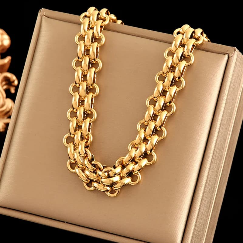 Thick Cuban Chain Necklace, Gold or Silver