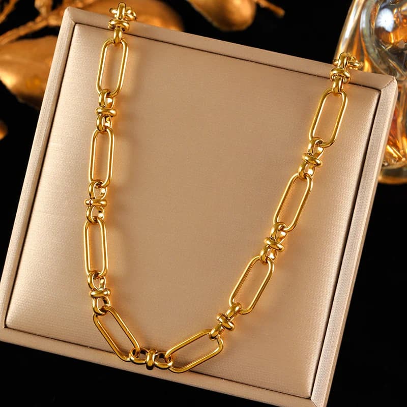 Conjunto de Colar e Pulseira de Corrente Metálica Artesanal