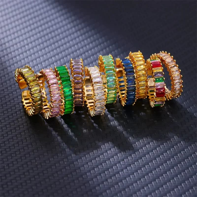 316L Stainless Steel Cubic Zirconia Adjustable Ring