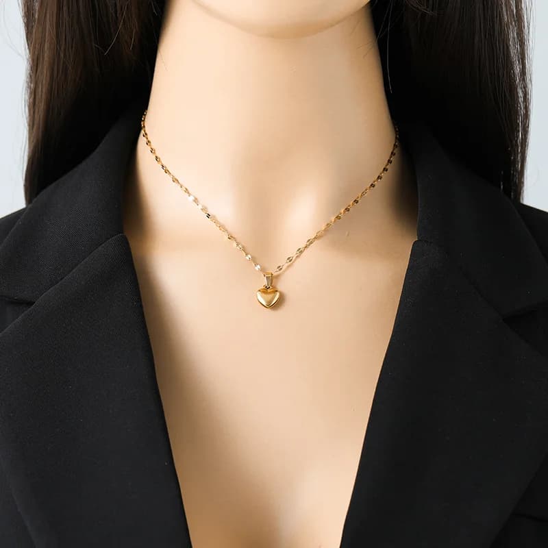 Stainless Steel Heart Jewelry Set, Gold Plated