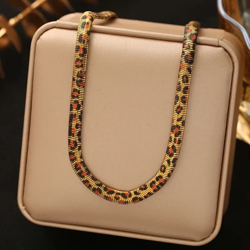 Snake Pattern Chain Necklace and Bracelet Set