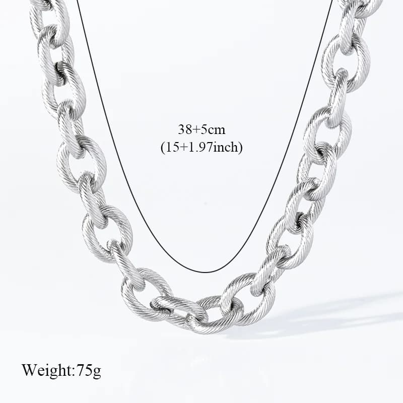Colar de Corrente Grossa Aço Inox Prata