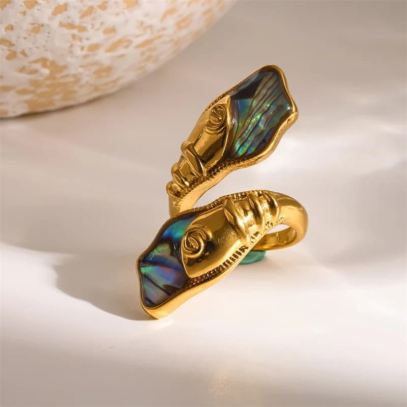 Adjustable Blue Eye Heart Ring, 316L Stainless Steel