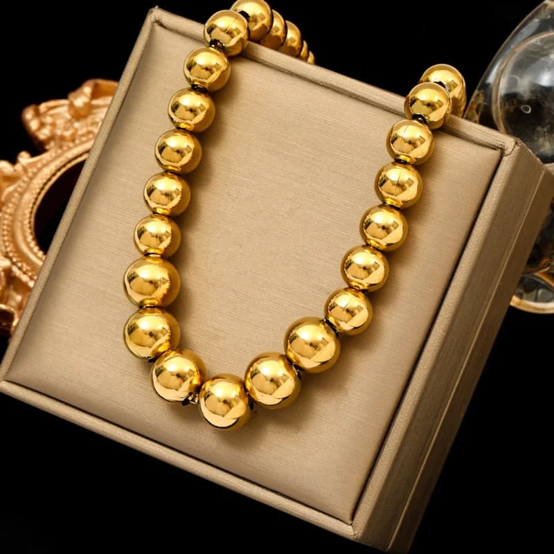 Solid Beaded Stainless Steel Necklace