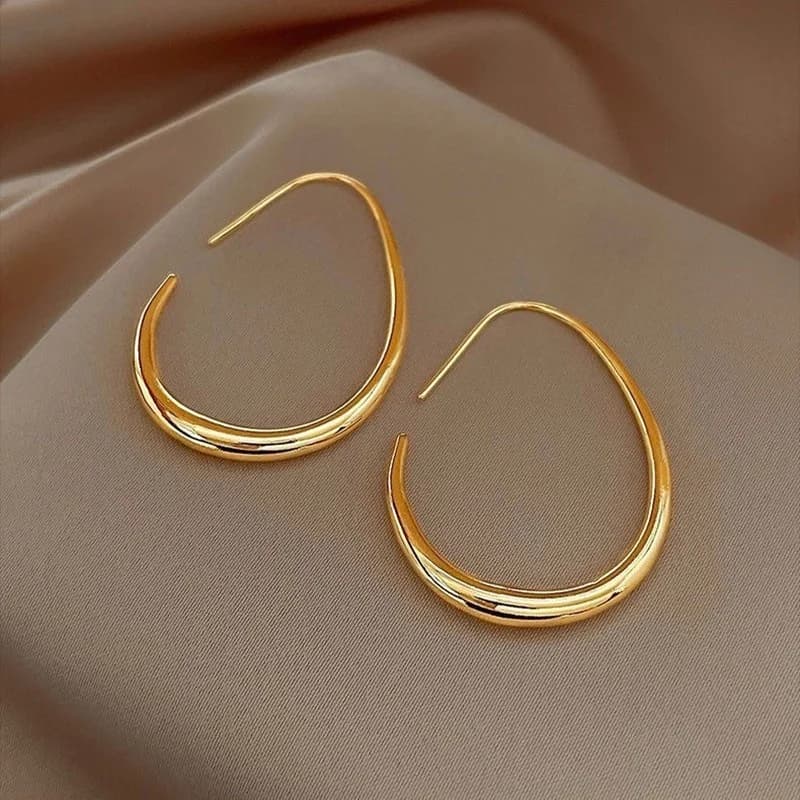 Brincos de Tarraxa Formato C, Aço Inoxidável Banhados a Ouro