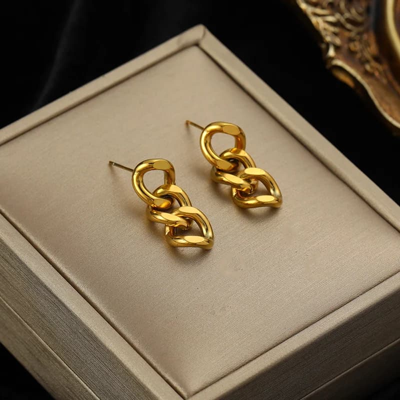 Brincos de Argola Irregulares em Aço Inoxidável Dourado