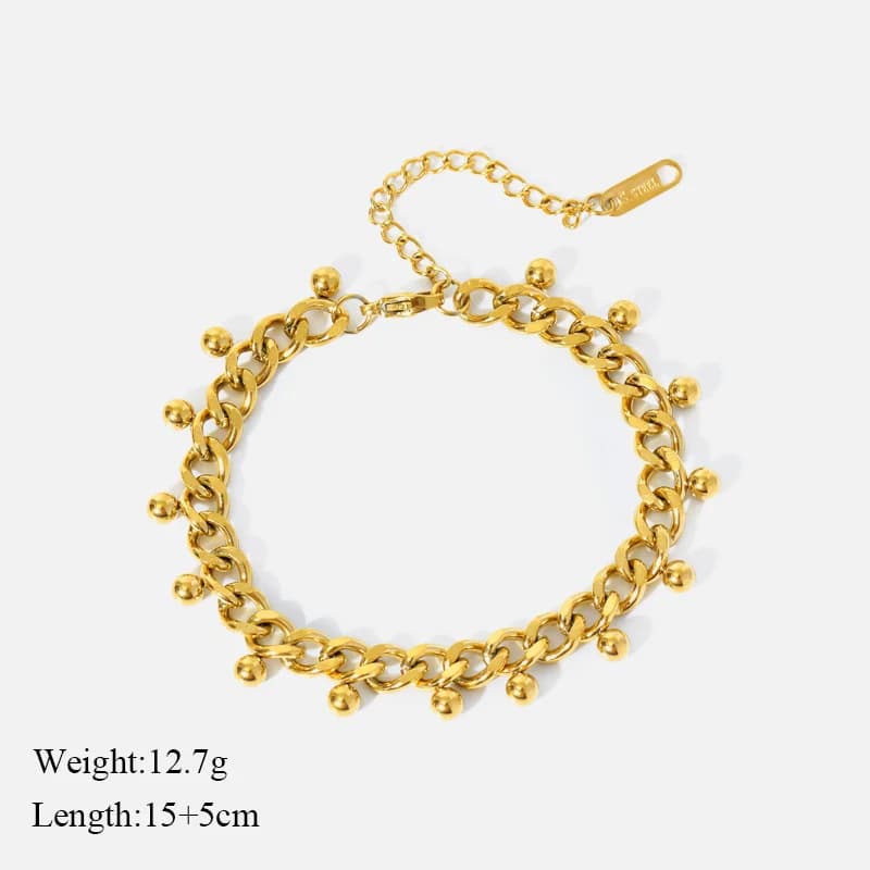 Conjunto de Choker e Pulseira de Corrente Grossa, Dourado